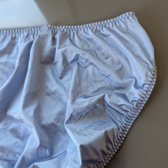 Vintage Wacoal Satin Second Skin High Cut Embroidered Panties Blue XL 84164 - Picture 11 of 12